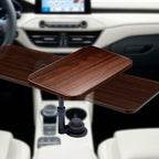 Car Desk for Laptop, 360° Swivel, Height Adjustable Wood-Grain Tray | Tool-free install, fits 2.8"-3.9" cup holders. Scratch-resistant wood-grain finish. For laptop work, dining, or passenger use by Unknown