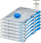 Amazon Basics Vacuum Storage Bags for Clothes, Space Saving Compression Storage Bags with Hand Pump, Heavy Duty, Stackable, Jumbo Size, Clear, 6-Pack by AmazonBasics
