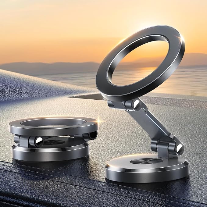 All-Metal MagSafe Car Mount, 360° Rotation Magnetic Car Holder, Space Gray | Strong Magnets Car Phone Holder for Car Dash, Car Accessories for Women Men, Car Mount for iPhone 17 Pro Max Air 16 15 14 13 by JOYROOM