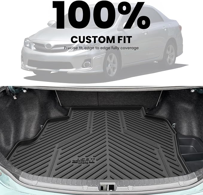 LASFIT Cargo Mat for Toyota Corolla 2009-2010, Black | 3D Custom Fit TPE All Weather Trunk Mat, Full Coverage Secure-Fit Cargo Liner, Easy to Wash - Image 3