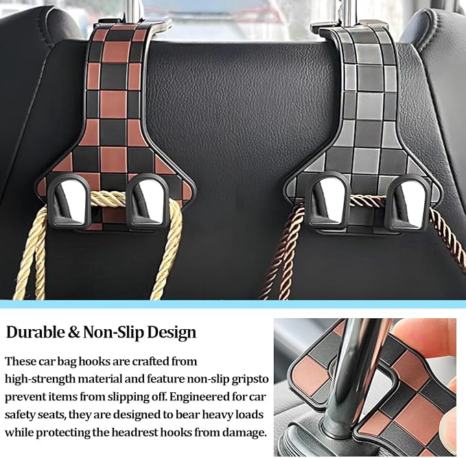HZEL Car Seat Headrest Hooks, 2PCS Vehicle Seat Back Headrest Hanger Organizer for Handbag Purse Coat, Multifunctional Auto Interior Storage Hook, Universal for SUV RV Truck (Gray) - Image 6