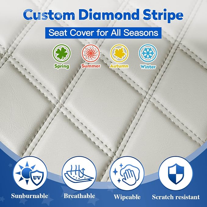 NOKINS Golf Cart Diamond Vinyl Seat Covers Fits Club Car Precedent 2004-UP | OEM Standard Front Seat Cushion,No Nails Required - Image 6