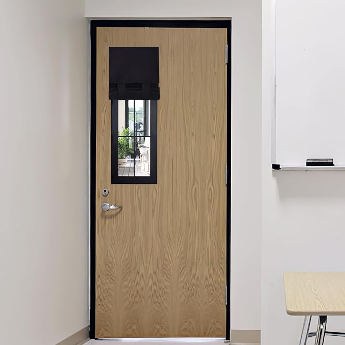 RYB HOME Classroom Door Window Cover Lockdown Shades Blackout, No Drill | Privacy Sidelight Glass Door School Office Blinds, Room Darkening Blocks Views, Portable Curtains, W12 x L30, Black, 1 Panel by RYBHOME