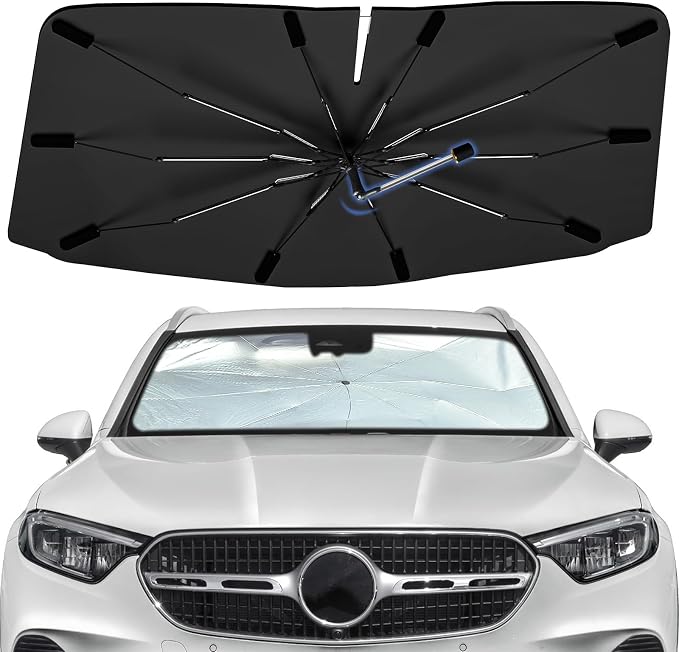 Windshield Sun Shade Umbrella for Benz GLC-Class 2016-2026 Front Window | Foldable Car Sunshade, 360 Rotation Automotive Interior UV Protection for Outdoor Parking, Keep Car Cool by Bocvam