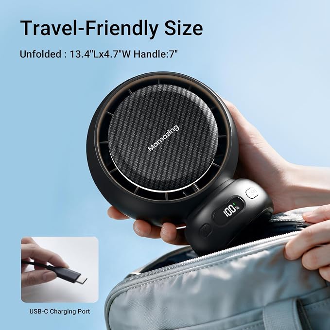 MAMAZING Portable Stroller Fan for Cooling, 70° Auto Oscillation, 5000mAh | 5 Speeds with Natural Wind Mode, USB-C Rechargeable, LED Display, 7 Soothing Songs & Night Light for Car, Crib, Outdoor Use - Image 8