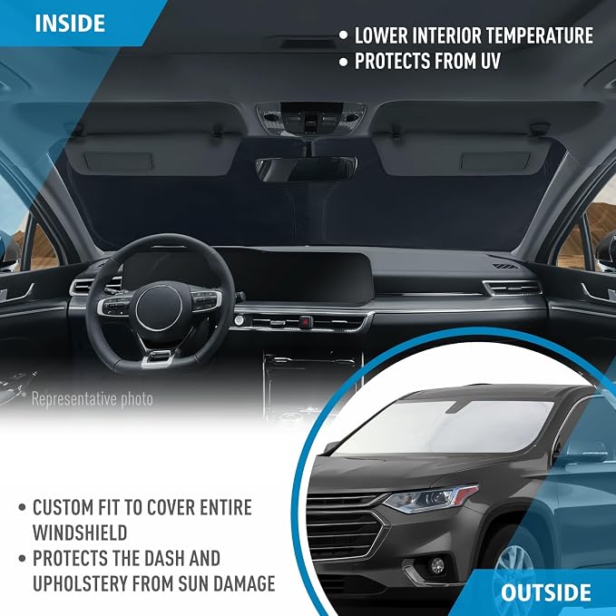 Windshield Sun Shade for 2018-2023 Chevy Traverse (Chevrolet), Protect Auto from Heat Damage and Keep Cool, Compact Foldable, SUV Sunshade for Front Window, CLIM ART, Car Accessories - WS3006 - Image 5