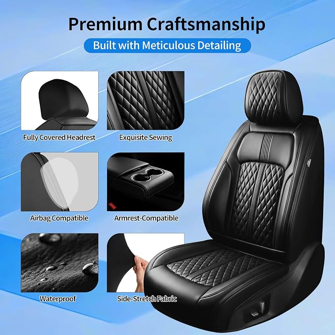 Fit CX-50 Seat Covers Custom Fit for Mazda CX-50 2023-2026, Full Set | Premium Leather Full Coverage Protectors, Waterproof, Breathable, Scratch Resistant, Easy Wipe, Airbag Compatible, Black - Image 7