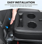 Back Seat Cup Holder for Car, PU Leather Couch Sofa Bed Boat Cup Holder | Console Cup Holder Tray Organizer for Trucks, Minivans, SUVs, RVs, Vehicles, Holds Drinks, Remote, Snacks, with Side Pockets - Image 4