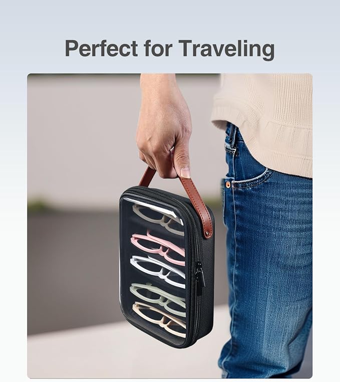 Travel Sunglasses Organizer Case, Clear Sunglasses Travel Case | Glasses Case Multiple Pairs with Adjustable Slots, Hard Shell Sunglass Storage Organizer for Women Men/Camping/Beach etc. - Image 7