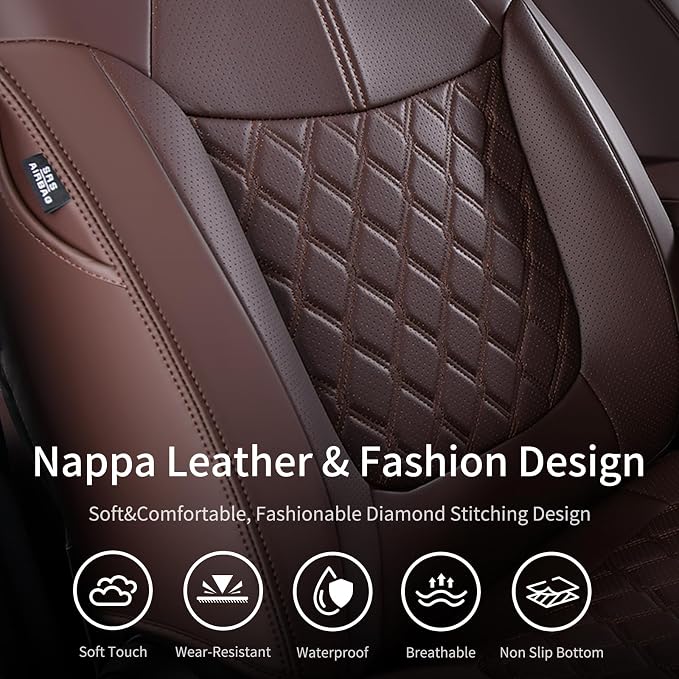 Huidasource Custom Fit RAV4 (Gas Only) Front Seat Covers, Coffee Waterproof Faux Leather Full-Coverage for 2019-2024 Toyota RAV4 LE/XLE & XLE Premium/Limited (Does Not Fit Adventure and TRD Off-Road) - Image 5