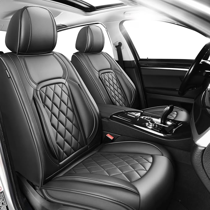 Fit Land Cruiser Premium Leather Car Seat Covers for Toyota Land Cruiser 2000-2025 2026 - Waterproof，Breathable，All-Weather Seat Cushion Protecto & Airbag Compatible, 2 Front Seat Black by Unknown