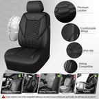 CAR PASS 3D Foam PU Leather Car Seat Covers Full Set,Luxury Breathable Faux Leather Seat Covers for Car,Anti Slip Universal Fit for SUVs Vans Sedan Truck Automotive,Armrest Airbag Compatible All Black - Image 3