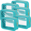 Hsei 6 Pcs Clear Makeup Bags Diaper Bag Organizer Travel Toiletry Bags with Zipper Clear Cosmetic Organizer Car Storage Pouch Bridesmaid Gift for Women Beach Vacation (Turquoise Green) by Hsei