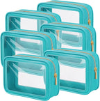 Hsei 6 Pcs Clear Makeup Bags Diaper Bag Organizer Travel Toiletry Bags with Zipper Clear Cosmetic Organizer Car Storage Pouch Bridesmaid Gift for Women Beach Vacation (Turquoise Green) by Hsei