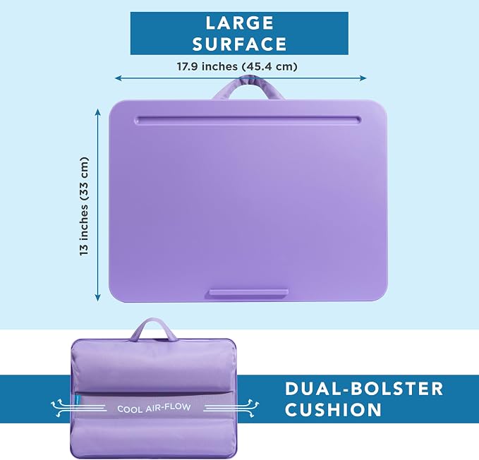 LAPGEAR The Original Lap Desk – Purple Amethyst, Fits 17" Laptops | Microbead Cushion, Device Ledge, Built-In Pencil Tray, Carry Handle - Image 5