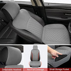 BEITK 2 Pack Leather Front Car Seat Covers with Side Wrap Grey | PU Leather, Waterproof, Scratch-resistant, Universal Fit for Cars Trucks SUV, Easy to Install - Image 4