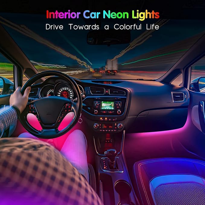 EJ's SUPER CAR 4PCS 48 LED Car Interior Lights, RGB Under Dash Lighting Kit | 12V Car Charger, Wireless Remote, Waterproof Multicolor LED Strips with Multi-Mode Change for Car Interior - Image 3