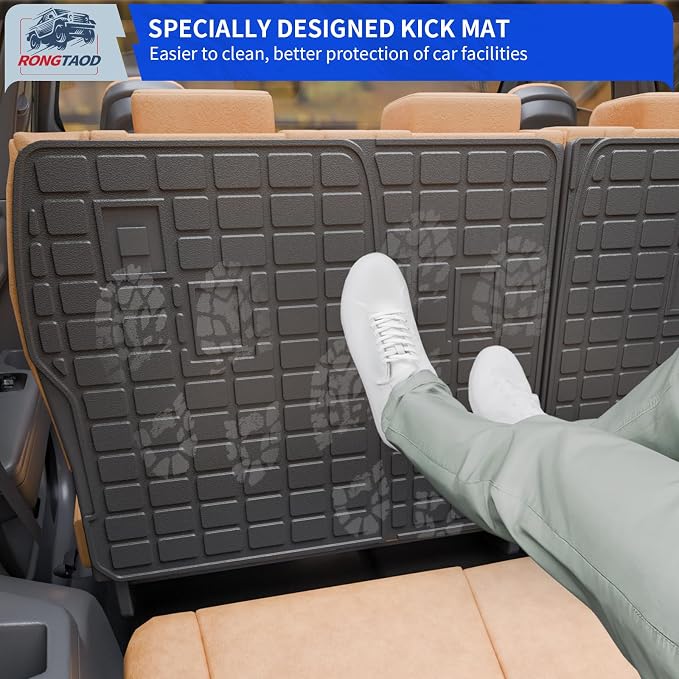Rongtaod Floor Mats Full Set 7 PCS for 2024-2026 Hyundai Santa Fe 6&7 Seats | for Gas&Hybrid, Floor Liner, Trunk Mat with Backrest Mat, 2nd Row Kick Mats, TPE All Weather Santa Fe Accessories - Image 8