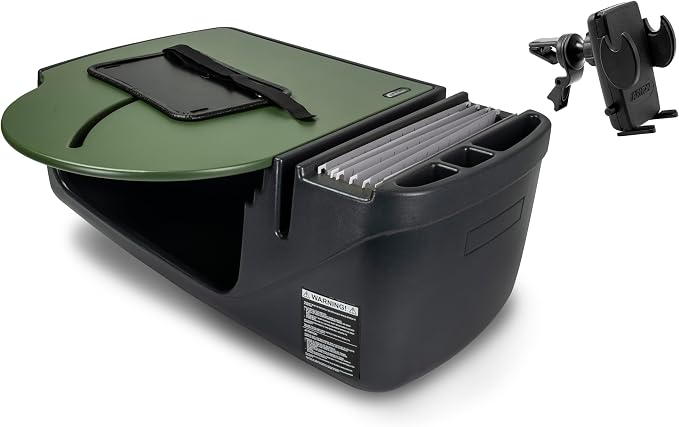 AutoExec Roadmaster Car Desk and Portable Workstation with Phone Vent Clip, Army Green by AutoExec
