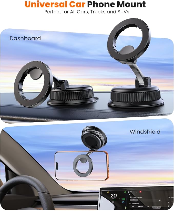 Magnetic Car Phone Holder, for MagSafe Car Mount, Nano Gel Suction Car Phone Mount for Dashboard, Cell Phone Stand for Your Car, 360°Rotatable & Foldable for iPhone 17 16 15 14 13 12 Series - Image 2