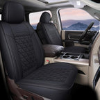 Coverado Car Seat Covers Compatible with Dodge Ram 2002-2026 1500 2500 3500 Pickup Limited Laramie Big Horn Waterproof Leather Seat Protectors Fit Dodge Ram Crew Cab& Quad Cab(2PCS, Black) by COVERADOAUTO