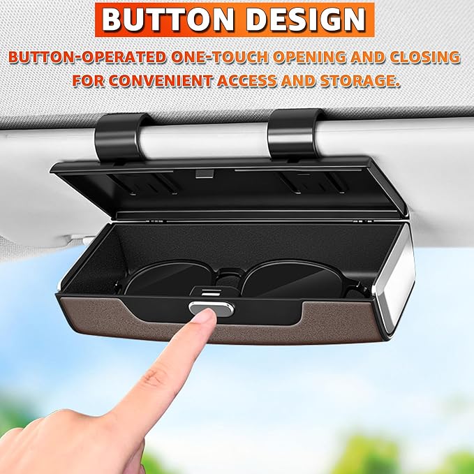 Car Sunglasses Holder for Sun Visor, Button Leather Eyeglass Hanger and Interior Storage Box - Image 6