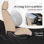 Coverado Car Seat Cover, Cover for Cars Full Seat, Premium Leather, Universal Fit Waterproof Seat Protectors, Car Seat Cushion Non-Slip for Most Cars-Beige - Image 3