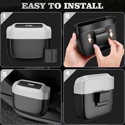 1 Pack Car Trash Can with Lid, Built-in Storage Garbage Bag, Silver | Leakproof Car Door Trash Can with Hook, 30pcs Trash Bags, Mini Automotive Garbage Bin for Vehicle, Office, Home - Image 6