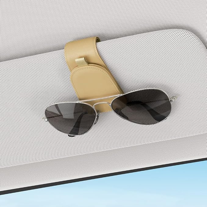 Sotfamily Magnetic Sunglass Holder for Car Visor, 2 Packs, Faux Leather | Strong Magnetism, for Most Car Visors, No Marks on Visor, Gift-Ready Packaging, Sunglass Organizer, Car Accessories for Men - Image 2