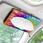 Biyejit 2 Pack Car Tissue Holder, Rainbow Tie Dye Premium Sun Visor Napkin Case, Hanging Car Accessories Used to Organize Paper Towels and Storage Small Items - Image 2