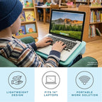 LAPGEAR Compact Lap Desk – Aqua Sky, Fits 14" Laptops | Microbead Cushion, Built-In Pencil Slot, Carry Handle, Fits Standard Letter-Size Paper (8.5" × 11") - Image 2