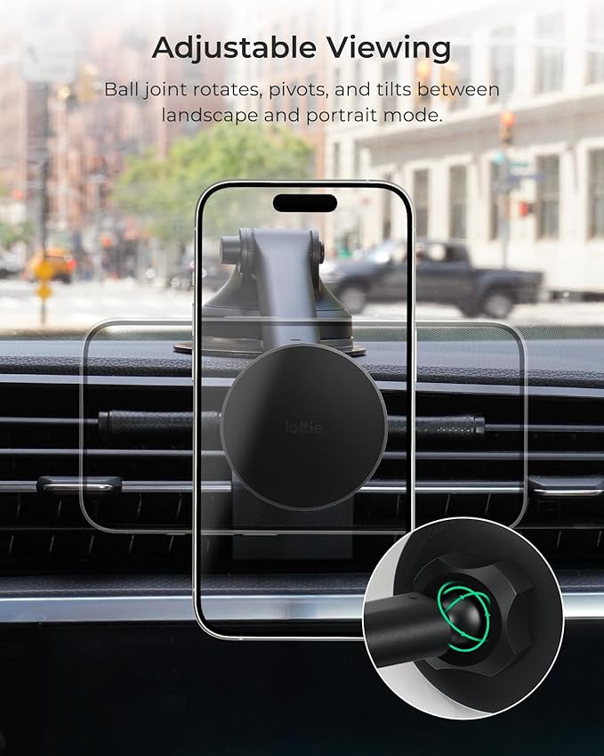 iOttie iTap 3 Magnetic Dash & Windshield Car Mount, Phone Holder with Suction Cup, Includes Magnetic Ring Adapter, Compatible with iPhone 12-17, Samsung Galaxy, Google Pixel, and MagSafe Phones - Image 6