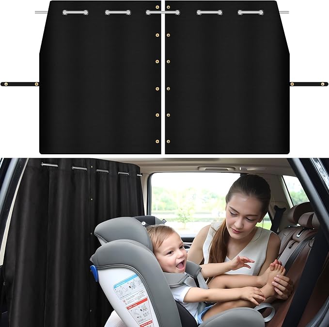 XCBYT Car Privacy Divider Curtain for SUV Van, Adjustable Blackout Rod | Blocks 98% light for camping & nursing. Requires B-pillar gap. Center divider only; side windows remain exposed by XCBYT
