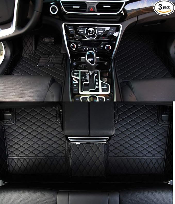 Car Floor Mats Compatible with Infiniti G37 G35 G25 Convertible Luxury Floor Liner Car Rug Set All-Weather -Black with Black Stitching by ZYCHUANGYING