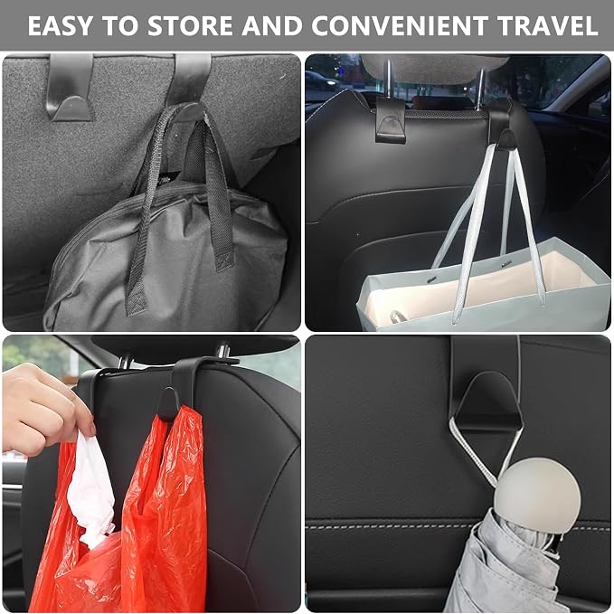 DTDNZKN 8-Pack Car Seat Back Storage Hook | Auto Seat Hook Hangers Storage Organizer Interior Accessories for Purse Coats Umbrellas Grocery Bags Handbag - Image 6