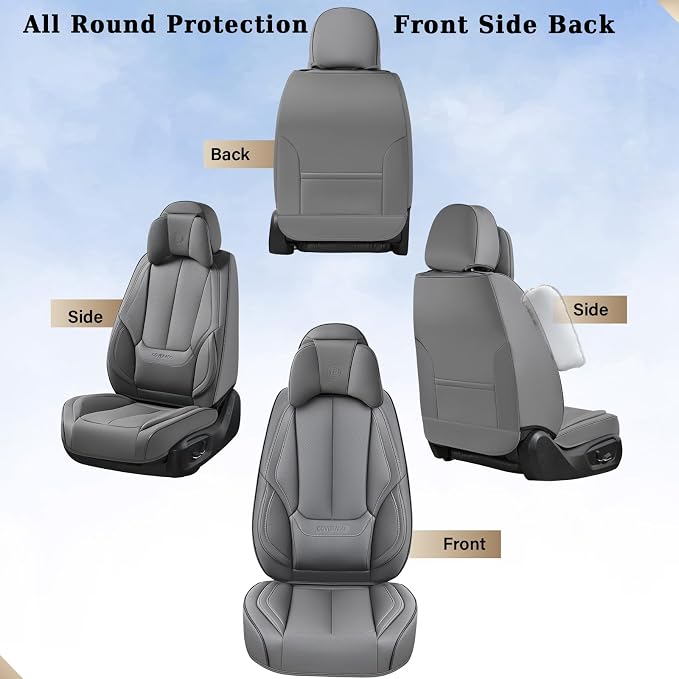 Coverado Car Seat Covers, Seat Covers for Cars, Waterproof Leather Auto Seat Protectors, Leather Car Seat Cushion, Car Interiors Accessories Universal Fit for Most Cars - Image 4