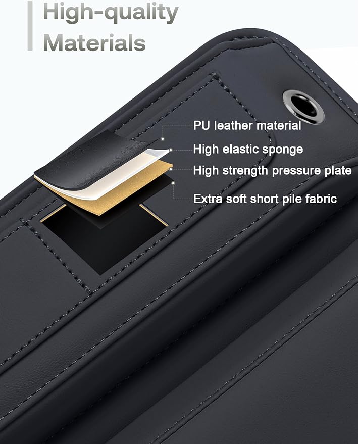 Universal Fit Premium Leather Car Seat Gap Filler Organizer, Center Console Organizer with Card Slots, Clever Gifts for Car SUV Truck Owners (Black, 2 Pack) - Image 5