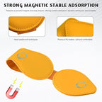 Magnetic Sunglass Holder for Car Visor, Leather Vehicle Sunglass Hanger Clamp Card Holder with Magnet, Universal Eyeglass Clamp Visor Ticket Organizer for Cars Trucks SUVs (Yellow) - Image 3
