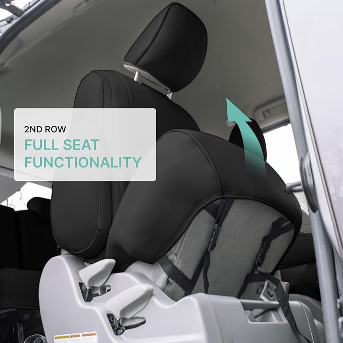 FH Group Custom Fit Car Seat Covers Specifically Made for 2011-2020 Toyota Sienna 7 Passenger, Car Seat Cover 2nd Row, Automotive Seat Covers in Black Faux Leather, Waterproof and Washable Seat Covers - Image 4