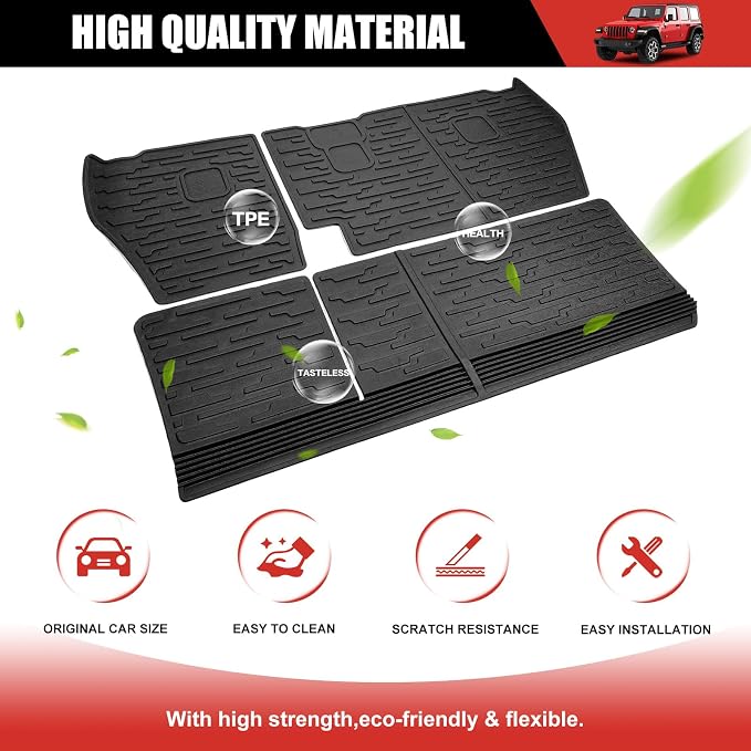 Seat Back Cover Compatible with 2018-2025 Jeep Wrangler JL Unlimited 4 Door 4X4, Cargo Mat All-Weather Protection Cargo Liner Rear Trunk Liner for 2024 Jeep Wrangler JL/JLU Accessories - Image 6