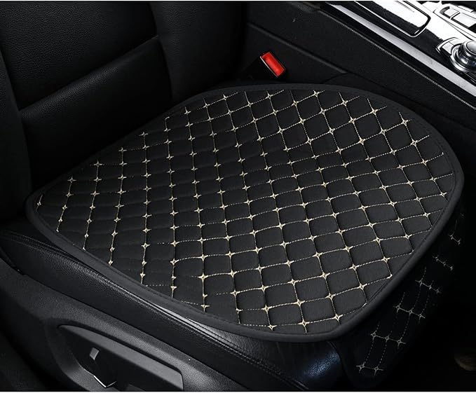 1 PC Car Seat Cover Auto Cushion Vehicle Front Seat Chair Cover Protective Mat pad for Baby, SUV, Skin-Friendly Golden Embroidery Thread (Black-Front) by BerSzero