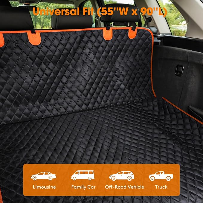 MIXJOY SUV Cargo Liner for Dogs, Waterproof Cargo Liner for SUV, Pet Dog Cargo Cover Mat with Bumper Flap Protector, Nonslip Car Trunk Mat for Sedans Vans, Universal Fit (90" L x 55" W) - Image 3