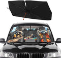Socira Funny Raccoon Car Windshield Sunshade Umbrella Foldable Visor | Umbrella Sun Shade Cover Racoon Sunshade Front Window Cover Raccoon Car Accessories Blocks Uv Rays (57" X 30") by Socira