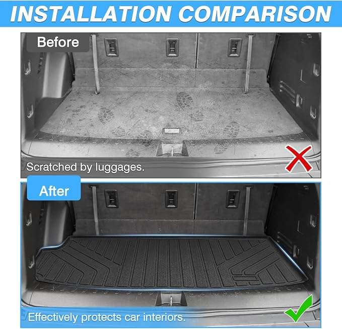 Powerty Trunk Mat for Chevrolet Chevy Traverse 2018-2023, All Weather TPE Cargo Mat Liner for Traverse Rear Trunk - Image 3