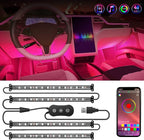 Nilight 4PCS USB Car Interior Lights RGB App and Button Control | 5V DC Multi Color Music Car Neon Accent Light Strips Under Dash Lighting Kit with Sound Active Function by Nilight