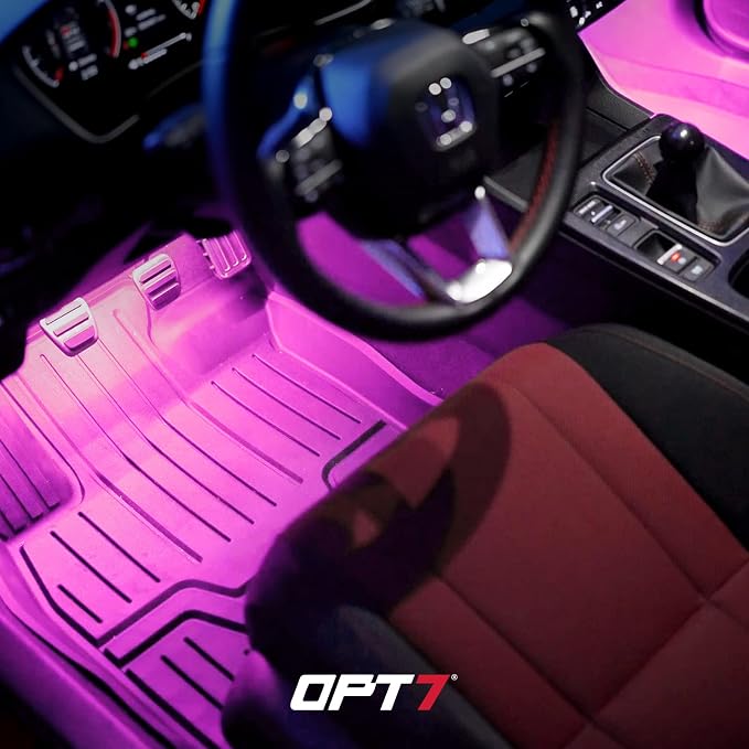 OPT7 Aura Pro Double Glow Interior Sports Car Lights with App & Remote | Ultra Bright Ambient Glow, Multicolor Double LED Strips, Car Meet Decor, 12V JDM Accessories, Music Sync Lighting, 4PC Kit - Image 9
