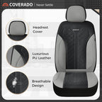 Coverado Car Seat Covers 5 Seats, Seat Covers Full Set, Mesh Breathable Seat Protectors, 5-Piece Spill-Proof White Automotive Seat Covers, Universal Fit for SUV, Sedan, Truck - Image 6