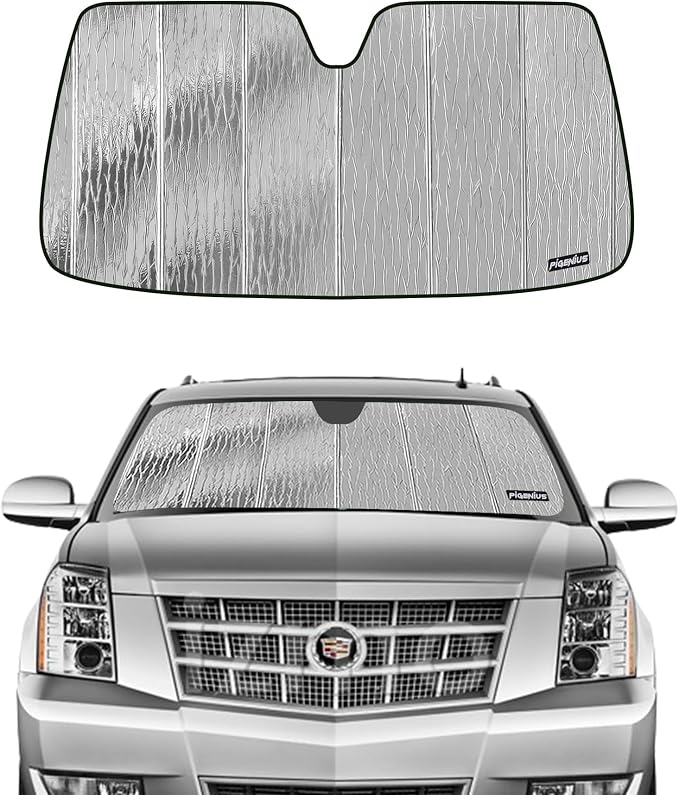 Pigenius Windshield Sunshade for Cadillac/Chevy/GMC Escalade Suburban Tahoe Yukon 2015-2020, Reversible Silver/Black by Pigenius
