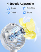 SWEETFULL Portable Stroller Fan with LED Display, 4 Speed Rechargeable Mini Clip On Fan, 360° Rotate Flexible Tripod Better Cooling Small Baby Fan for Car Seat Crib Travel Bike Treadmill (White) - Image 3