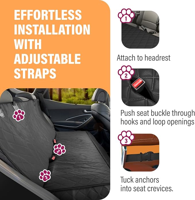 Orange XL Dog Car Hammock Back Seat Cover, Waterproof Backseat Cover Protector for Truck Bench Rear of Sedans or SUVs, Essential Pet Supplies Vacuum or Wipe Clean, Machine Washable - Image 3